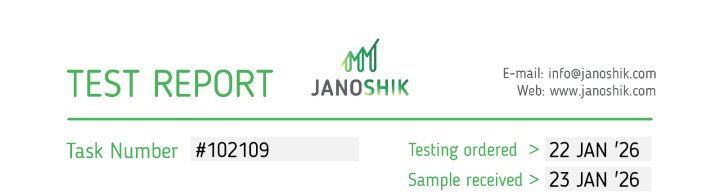 Janoshik report header for test record 102109