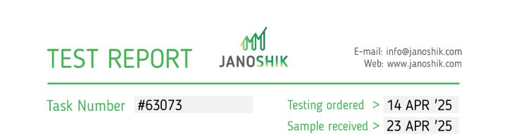 Janoshik report header for test record 63073